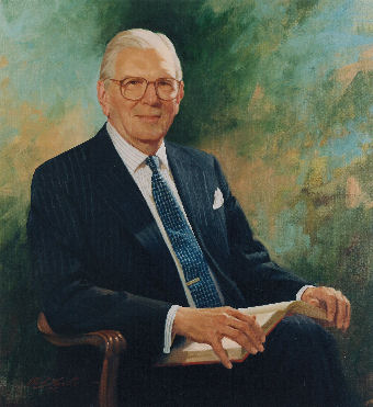 oil portrait of professor sitting
