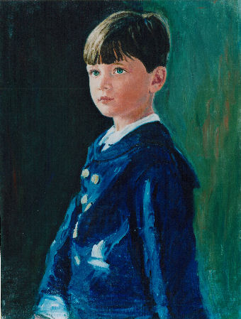 pastel portrait of boy in blue