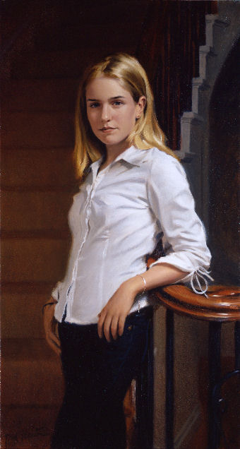 oil portrait of girl standing