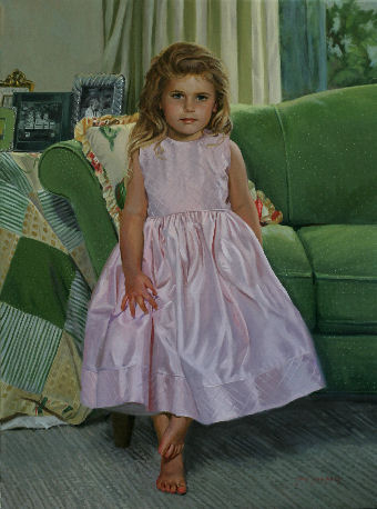 full-length oil portrait of girl