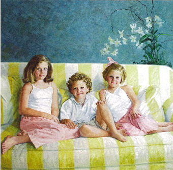 oil portrait of three children