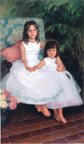 oil portrait of daughters