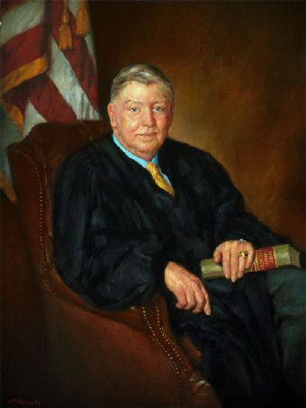 oil portrait of a judge sitting