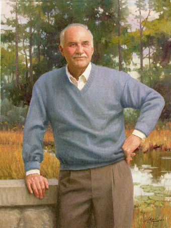 Oil portrait of man outdoors