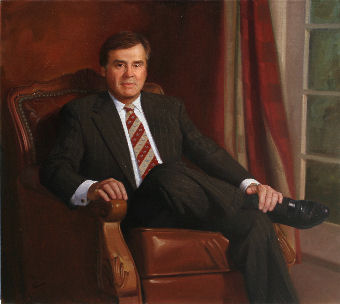 oil portrait of business man sitting
