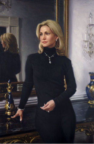 oil portrait of a woman in black